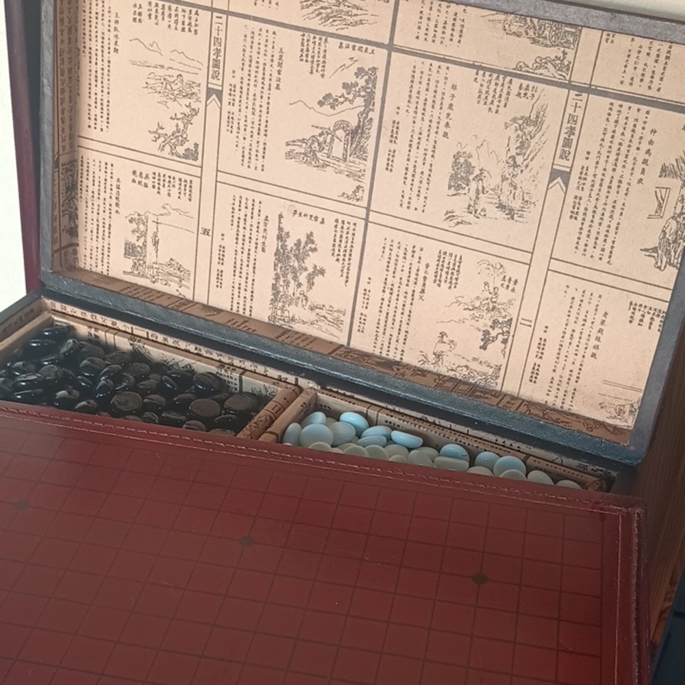Classic Wooden Go Game Set with Black and White Stones